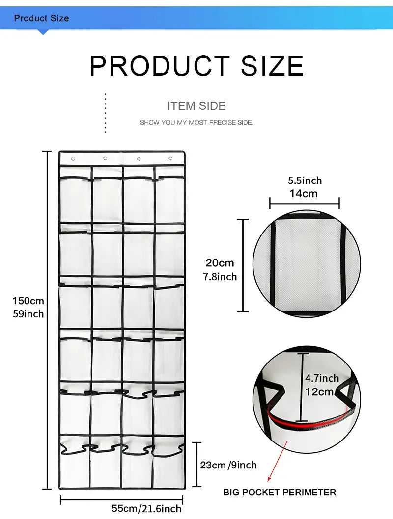 Clear Over The Door Shoe Organizer with 24 Fabric Pockets